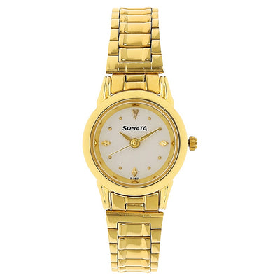 Sonata Quartz Analog White Dial Stainless Steel Strap Watch for Women