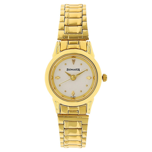 Sonata Quartz Analog White Dial Stainless Steel Strap Watch for Women