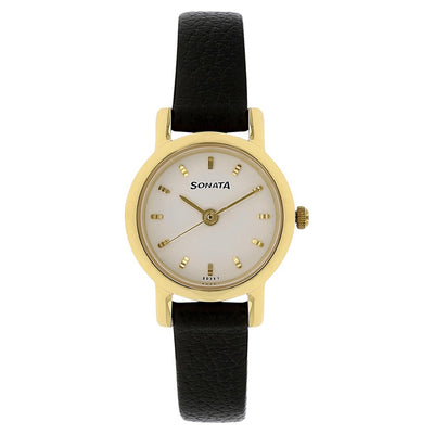 Sonata Quartz Analog White Dial Leather Strap Watch for Women