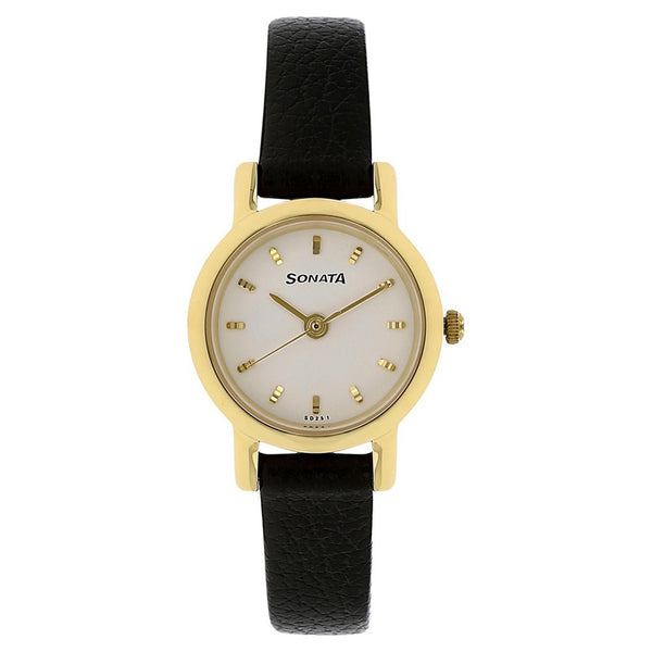 Sonata Quartz Analog White Dial Leather Strap Watch for Women
