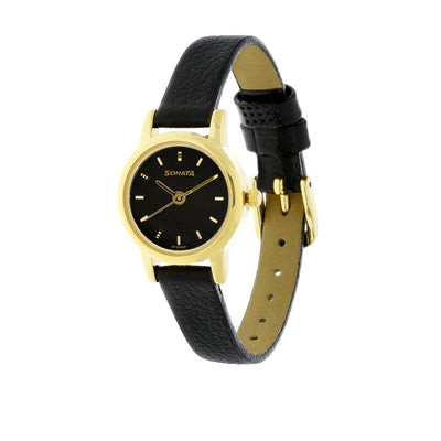 Sonata Quartz Analog Black Dial Leather Strap Watch for Women