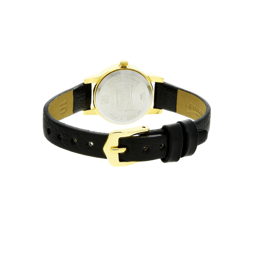 Sonata Quartz Analog Black Dial Leather Strap Watch for Women