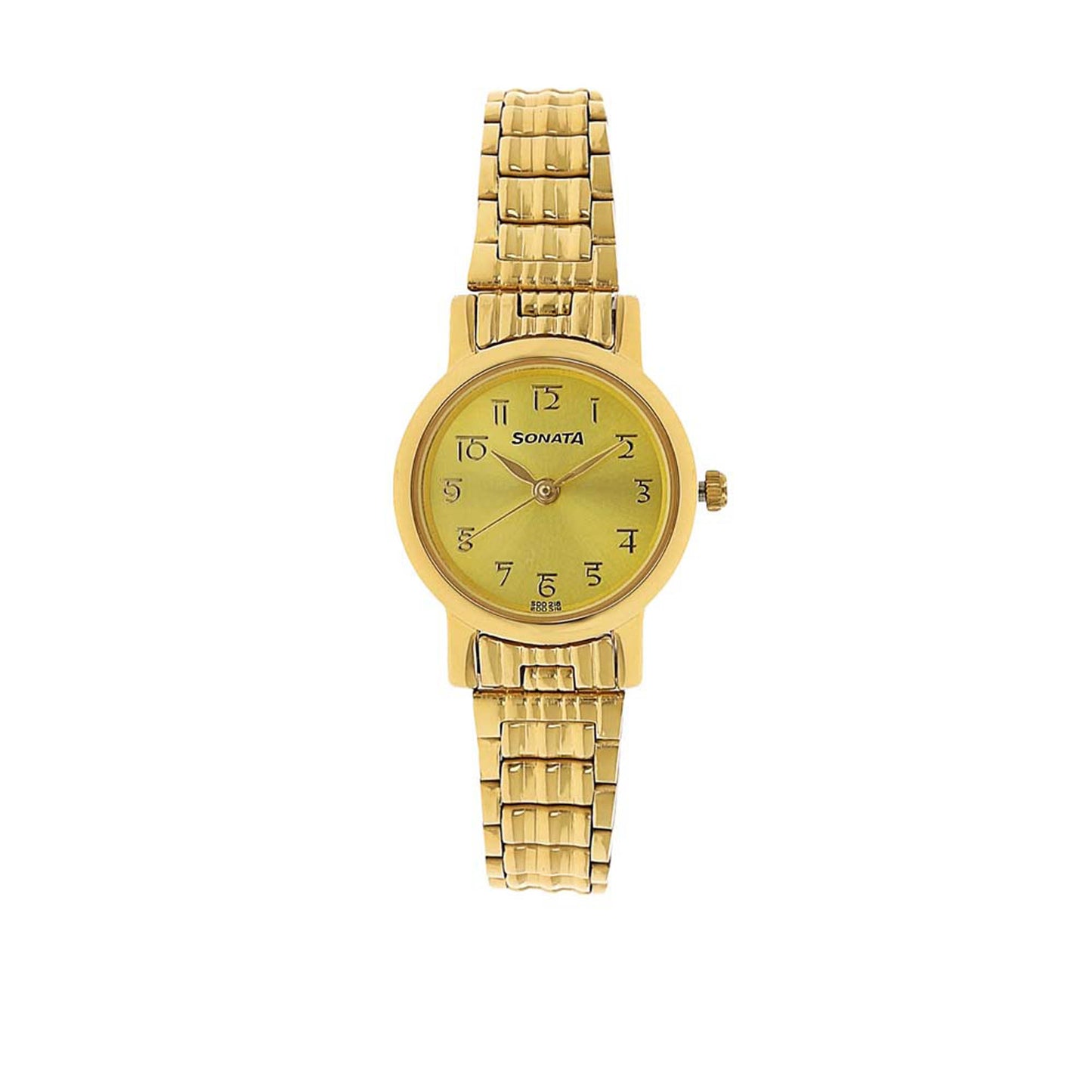 Sonata Quartz Analog Champagne Dial Stainless Steel Strap Watch for Women