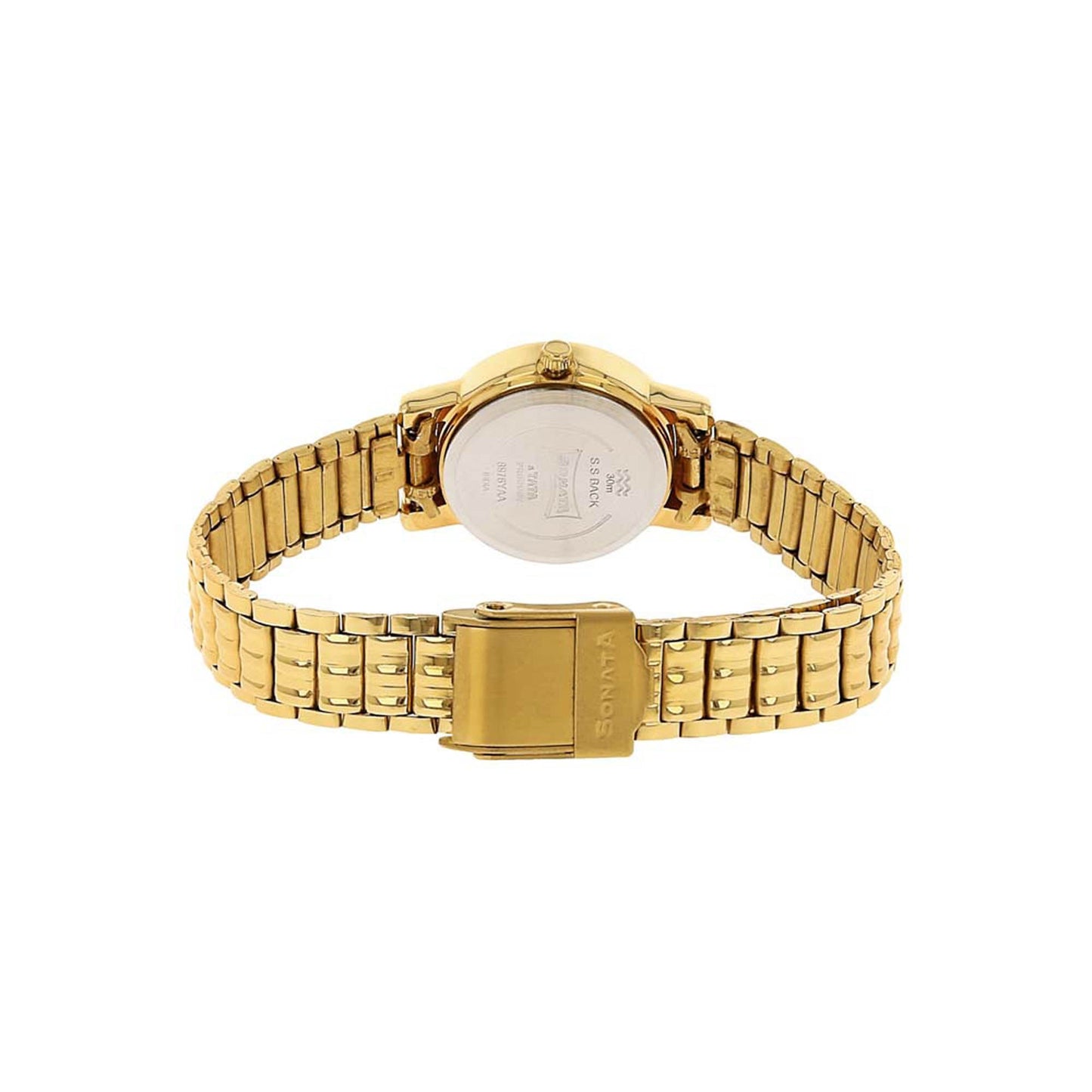 Sonata Quartz Analog Champagne Dial Stainless Steel Strap Watch for Women