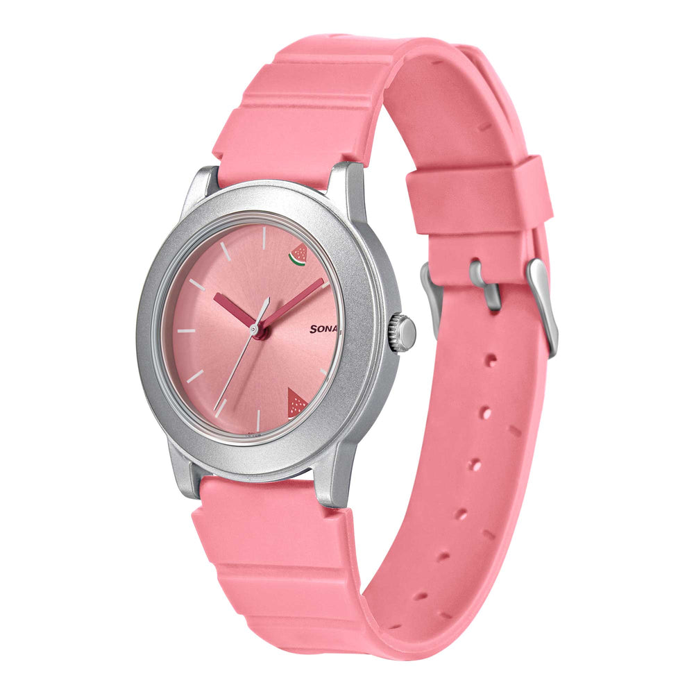 Sonata Play Pink Dial Women Watch With Plastic Strap