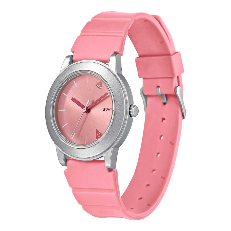 Sonata Play Pink Dial Women Watch With Plastic Strap