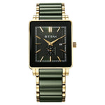Titan Regalia Shaped Ceramic Quartz Analog with Date Green Dial Steel & Ceramic Strap Watch For Men
