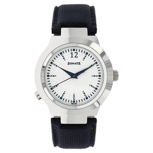 Sonata Act Safety Watch White Dial Women Watch With Leather Strap