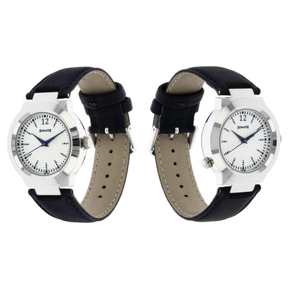 Sonata Act Safety Watch White Dial Women Watch With Leather Strap
