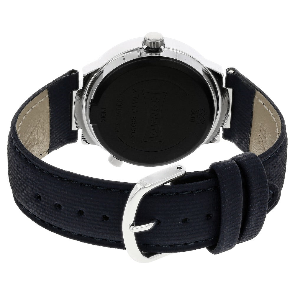 Sonata Act Safety Watch White Dial Women Watch With Leather Strap