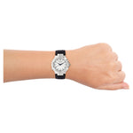 Sonata Act Safety Watch White Dial Women Watch With Leather Strap