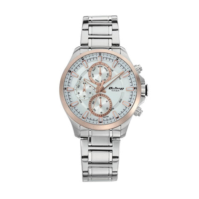Titan Octane White Dial Quartz Multifunction Stainless Steel Strap watch for Men