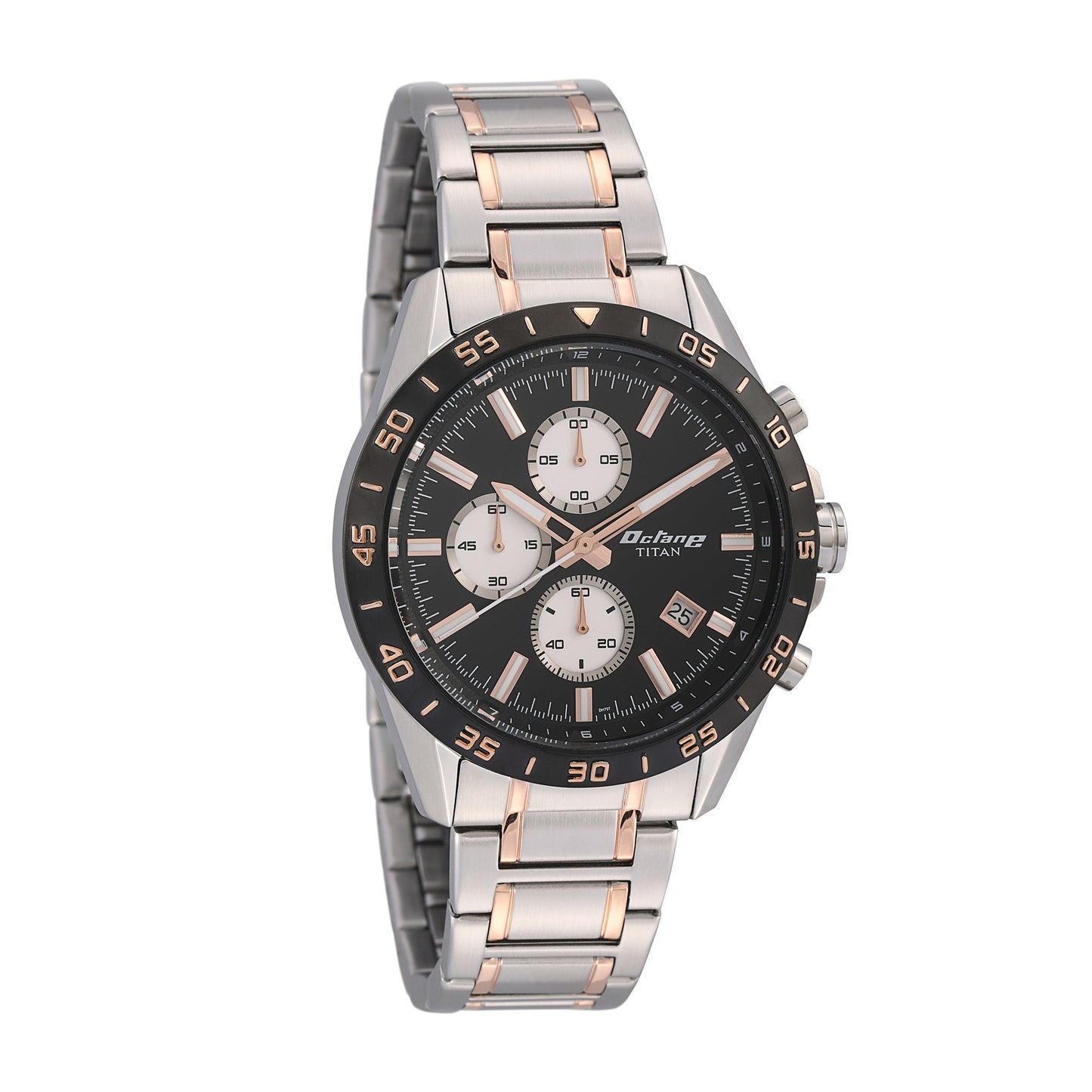 Titan Quartz Chronograph Black Dial Stainless Steel Strap Watch for Men