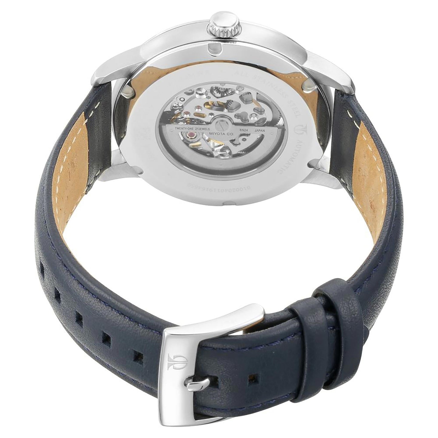 Titan Automatic Champagne Dial Blue Leather Strap Watch for Men