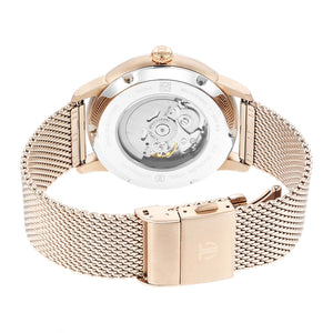 Titan Skeletal Automatic Gold Dial Gold Stainless Steel Strap Watch for Men