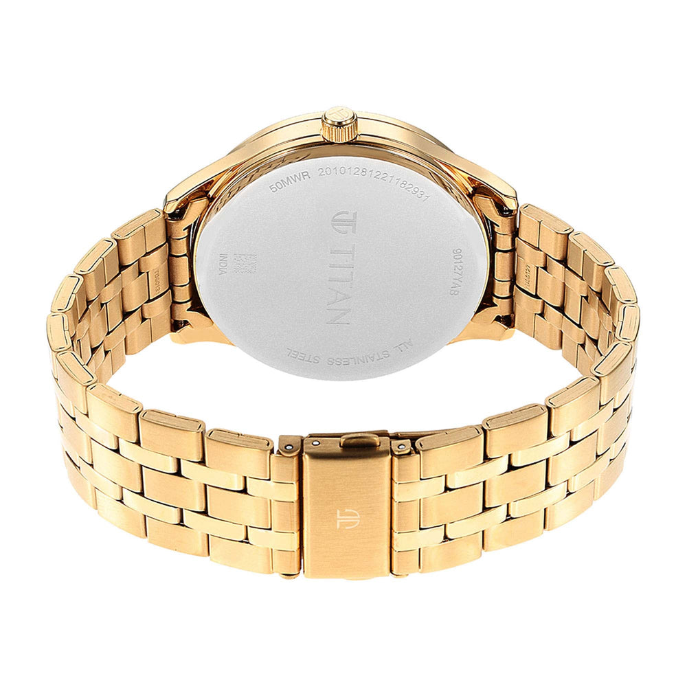 Titan Green Dial Gold Stainless Steel Strap Multifunction Watch for Men