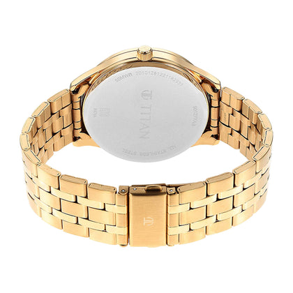 Titan Green Dial Gold Stainless Steel Strap Multifunction Watch for Men