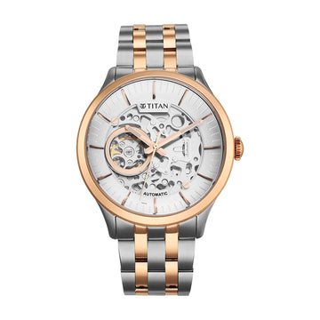 Titan Metal Mechanicals Silver Dial Stainless Steel Strap Watch 90140KM01
