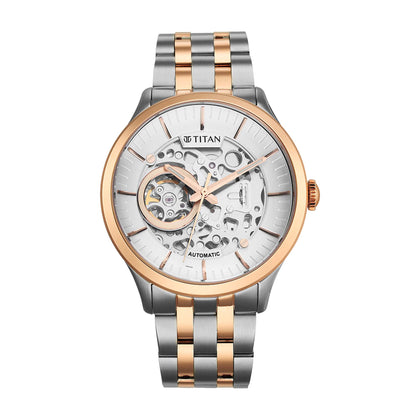 Titan Metal Mechanicals Silver Dial Stainless Steel Strap Watch 90140KM01