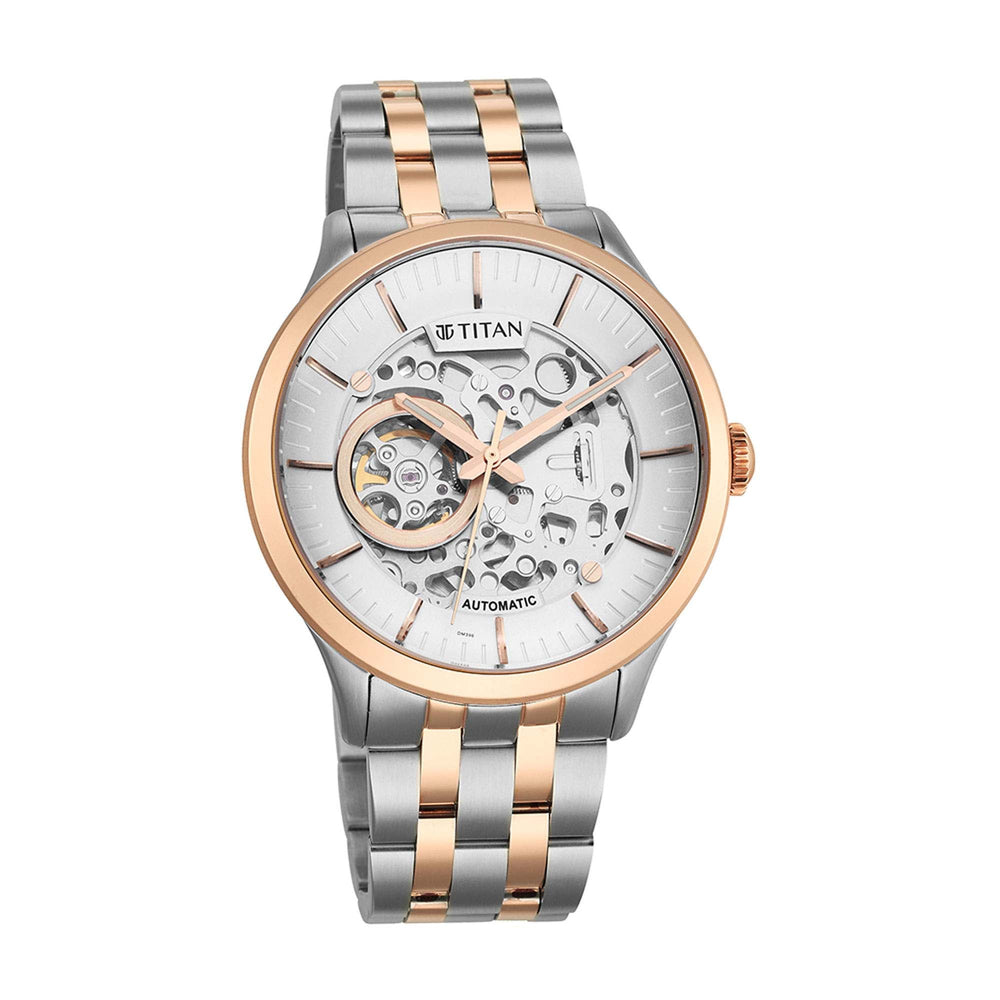 Titan Metal Mechanicals Silver Dial Stainless Steel Strap Watch 90140KM01