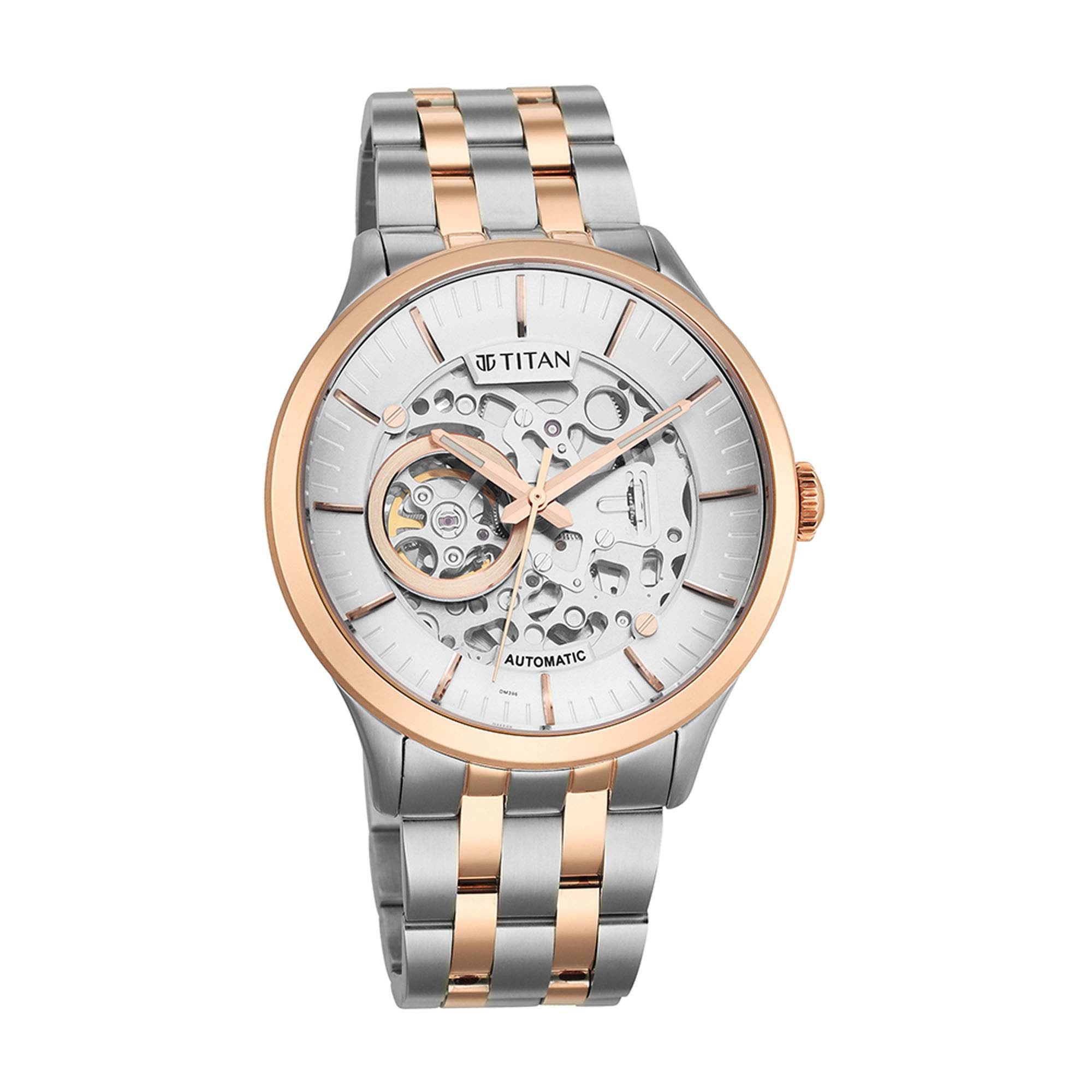 Titan Metal Mechanicals Silver Dial Stainless Steel Strap Watch 90140KM01