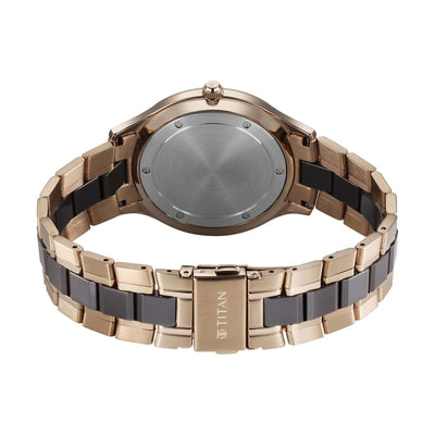 Titan Slim Ceramic Fusion Quartz Analog with Date Grey Dial Stainless Steel Strap Watch For Men