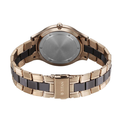 Titan Slim Ceramic Fusion Quartz Analog with Date Grey Dial Stainless Steel Strap Watch For Men