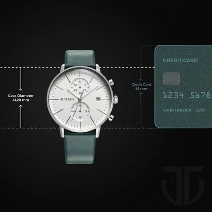 Titan Quartz Chronograph Silver Dial Leather Strap Watch for Men