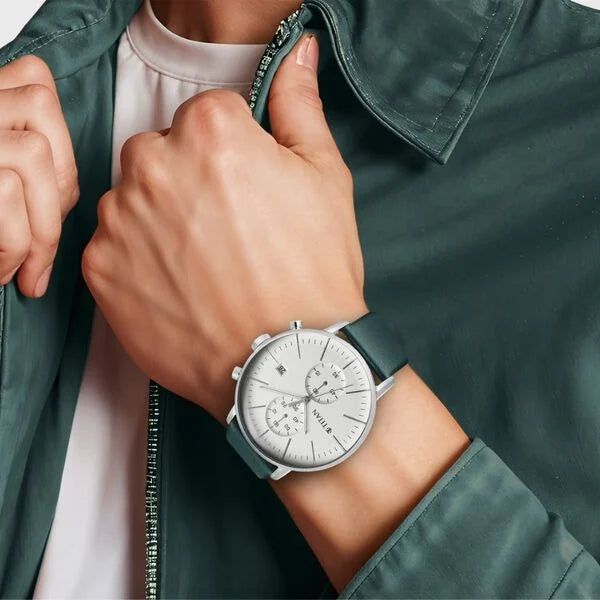 Titan Quartz Chronograph Silver Dial Leather Strap Watch for Men