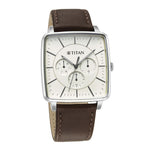 Titan Avant Garde Quartz Multifunction Silver Dial Leather Strap watch for Men