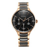 Titan Ceramic Fusion Quartz Multifunction Black Dial Rose Gold Dual-Toned Stainless Steel Bracelet Watch for Men