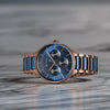 Titan Ceramic Fusion Quartz Multifunction Blue Dial With Two Toned Color Stainless Steel Strap Watch For Men
