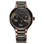 Titan Ceramic Fusion Multifunction Black Dial With Two Toned Color Stainless Steel Strap Watch For Men