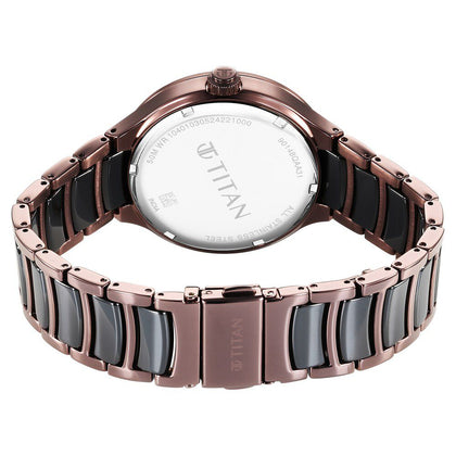 Titan Ceramic Fusion Multifunction Black Dial With Two Toned Color Stainless Steel Strap Watch For Men