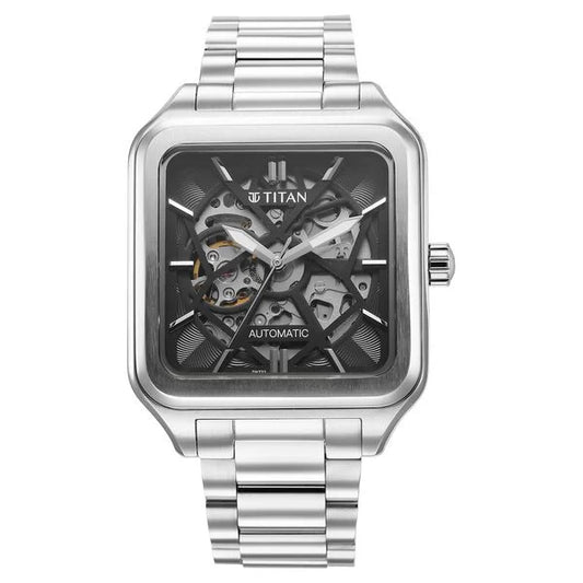 Titan Shaped Automatics Anthracite Dial Silver Stainless Steel Strap watch for Men