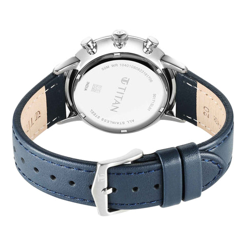 Titan Light Leathers Quartz Multifunction Black Dial Stainless Steel Strap Watch for Men