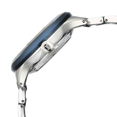 Titan Ceramic Fusion Automatic Blue Dial Silver Dual-Toned Stainless Steel Bracelet Watch for Men