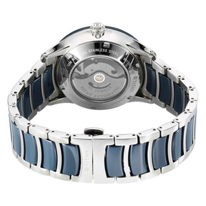 Titan Ceramic Fusion Automatic Blue Dial Silver Dual-Toned Stainless Steel Bracelet Watch for Men