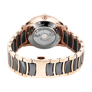 Titan Ceramic Fusion Automatic Black Dial Rose Gold Dual-Toned Stainless Steel Bracelet Watch for Men