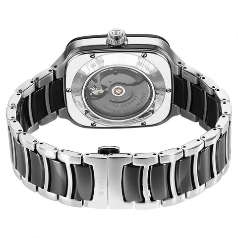 Titan Ceramic Fusion Skeleton Automatic Rich Black Dial Steel & Ceramic Strap Watch For Men