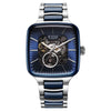 Titan Ceramic Fusion Automatic Square Blue Dial Rose Gold Dual-Toned Stainless Steel Bracelet Watch for Men