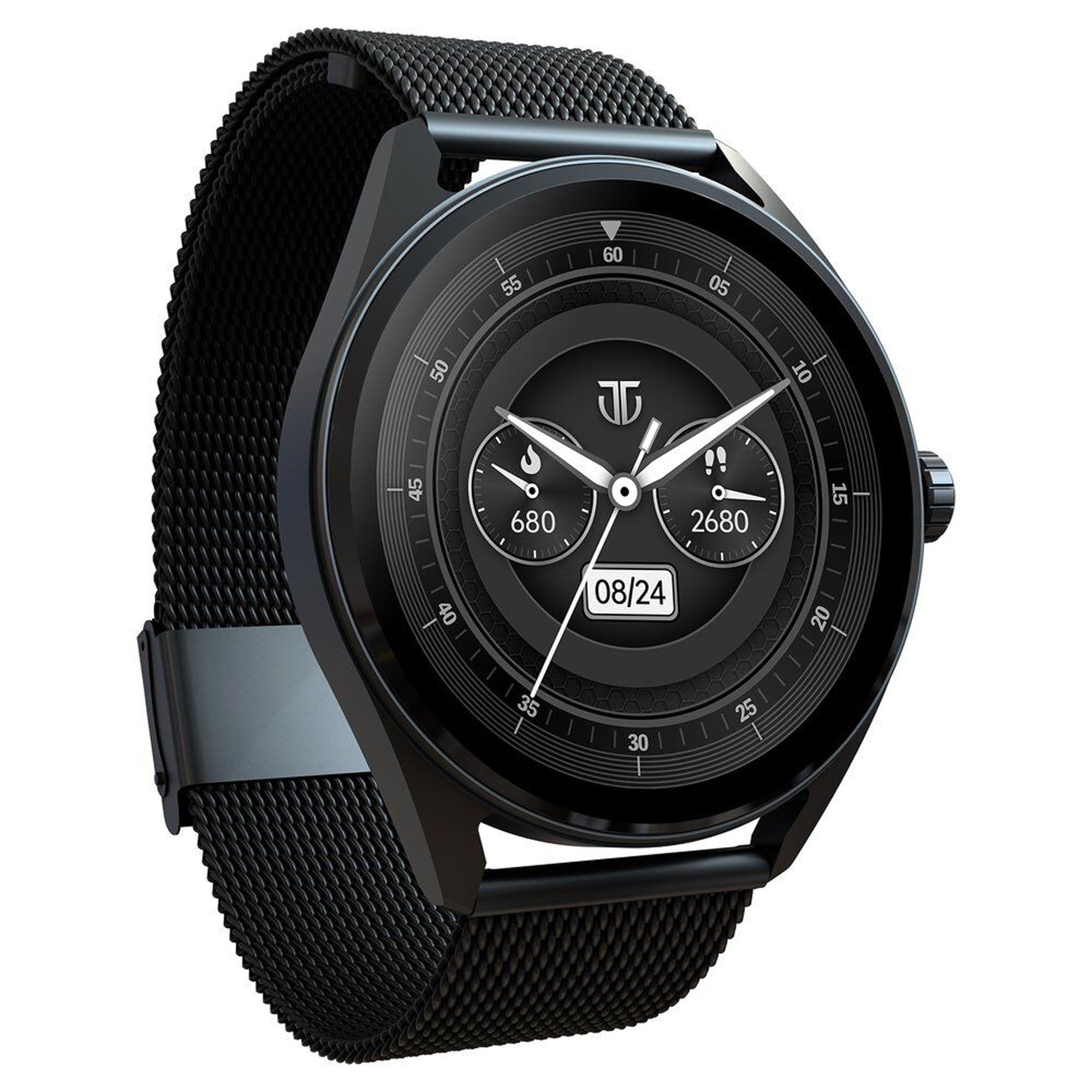 Titan Crest 1.43 Inch AMOLED Display SingleSync Smart Watch for Men With Black Stainless Steel Strap