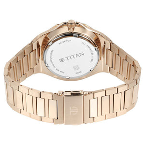 Titan Classic Slim Multifunction Multifunction Silver Dial Carnation Gold Stainless Steel Strap Watch For Men