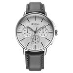 Titan Light leathers Multifunction Silver Dial Leather Strap Watch For Men