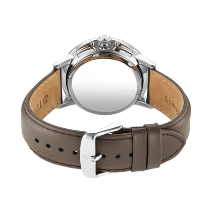Titan Light leathers Multifunction Anthracite Dial Leather Strap Watch For Men