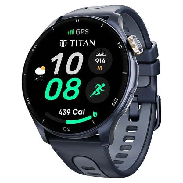 Titan Celestor Advanced GPS & Barometer 3.6 CM AMOLED Display with AOD, Piezoelectric Functional Crown Blue Eclipse 90206AP02