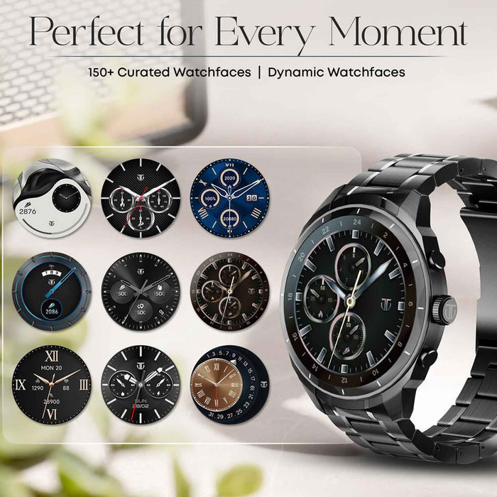 Titan Heritage Premium Smartwatch with All SS Design, 3.6 CM AMOLED Display, BT Calling, Advanced Chipset, Titan Health 90207NM01
