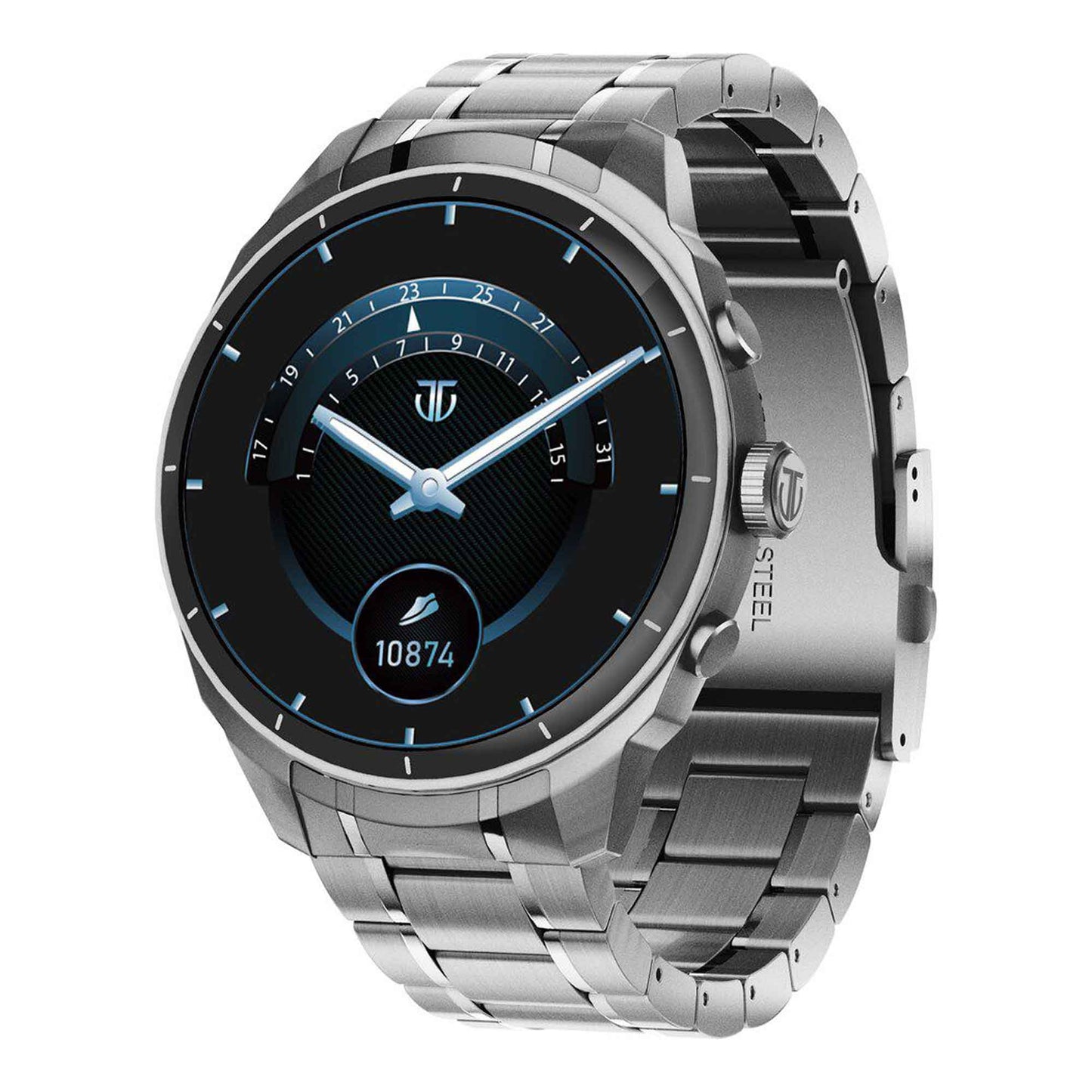 Titan Heritage Premium Smartwatch with All SS Design, 3.6 CM AMOLED Display, BT Calling, Advanced Chipset, Titan Health 90207SM01