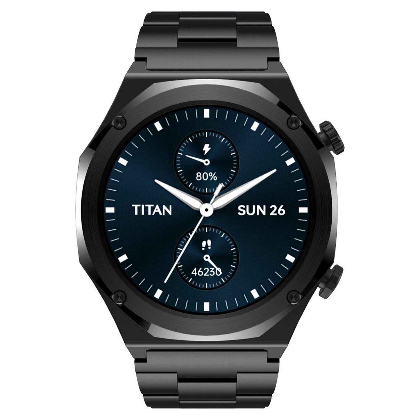 Titan Maestro Premium Metal Smartwatch with All SS construction, SingleSync BT Calling, Functional Crown 90208NM01