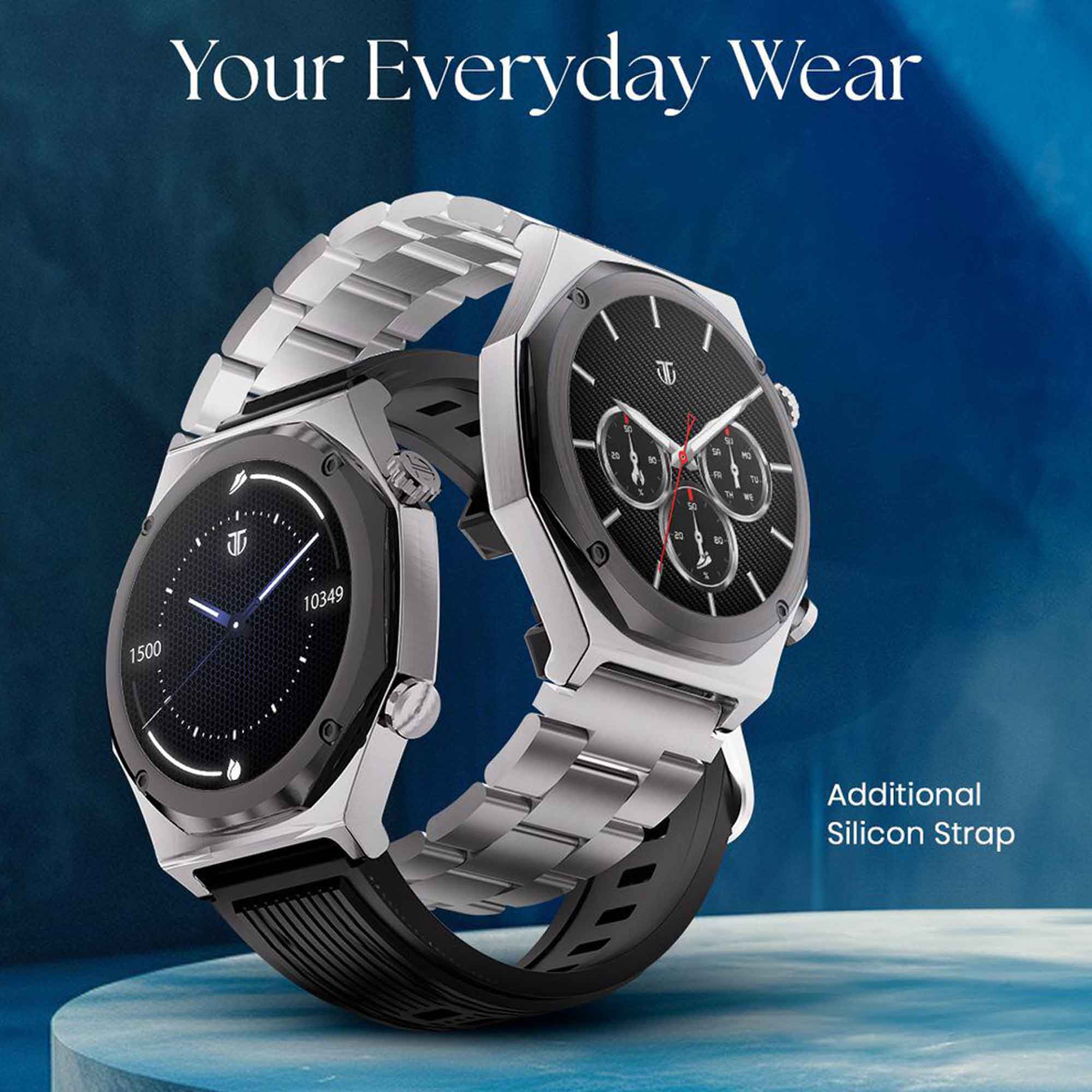 Titan Maestro Premium Metal Smartwatch with All SS construction, SingleSync BT Calling, Functional Crown 90208NM01